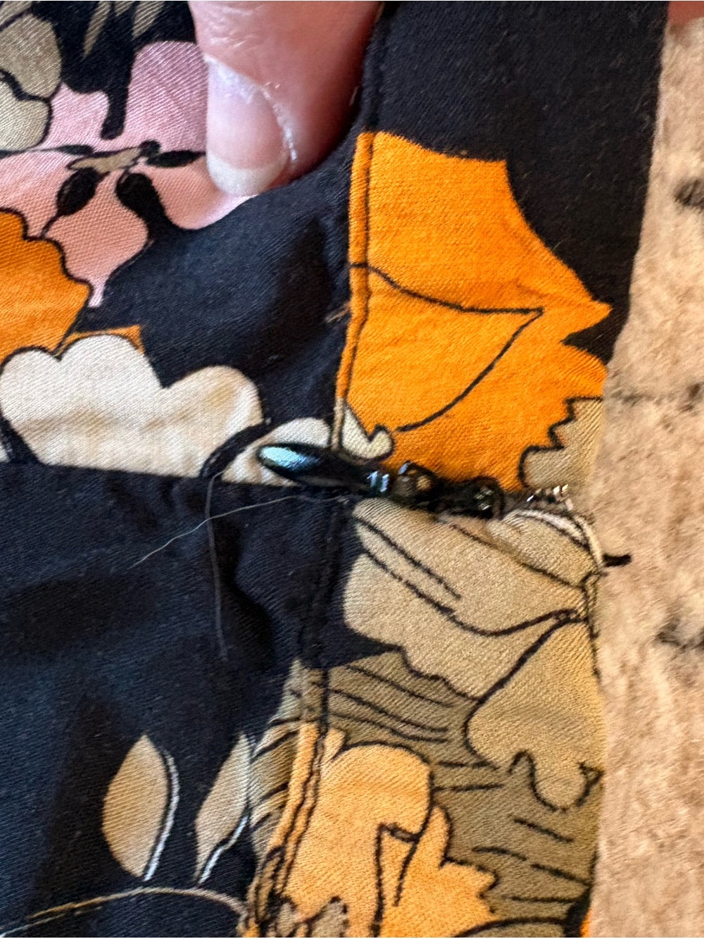 NATURAL LIFE Black Maxi Skirt with Orange, Cream & Pink Floral Print - Picture 7 of 7